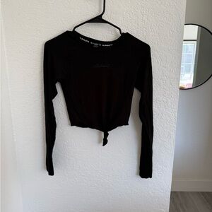 Alphalete Women's Black Tie-Front Long Sleeve Tee